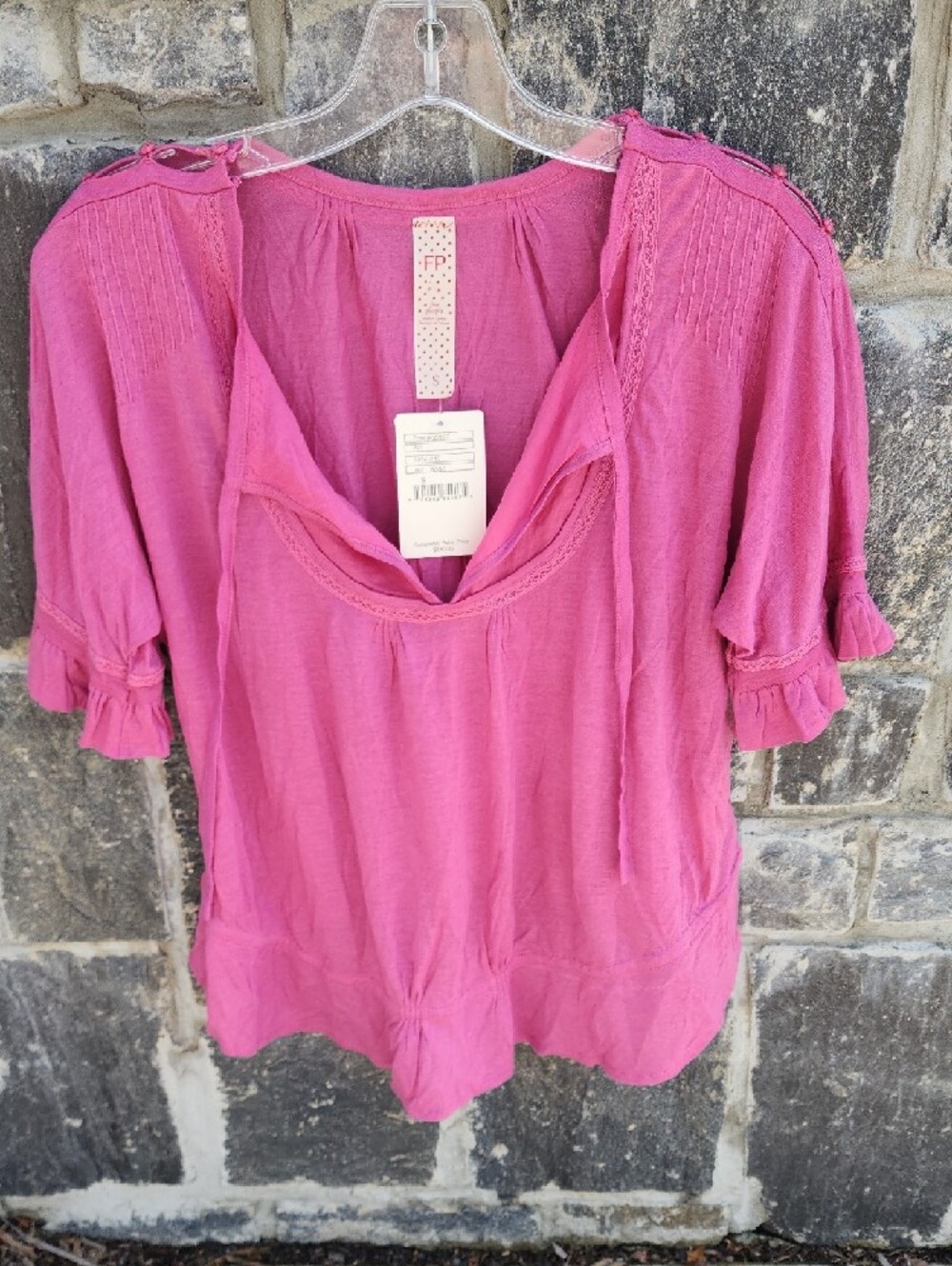 Free People Rose Scoop Neck Short Sleeve Top Small - Picture 9 of 16